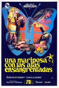 Poster Una mariposa con las alas ensangrentadas